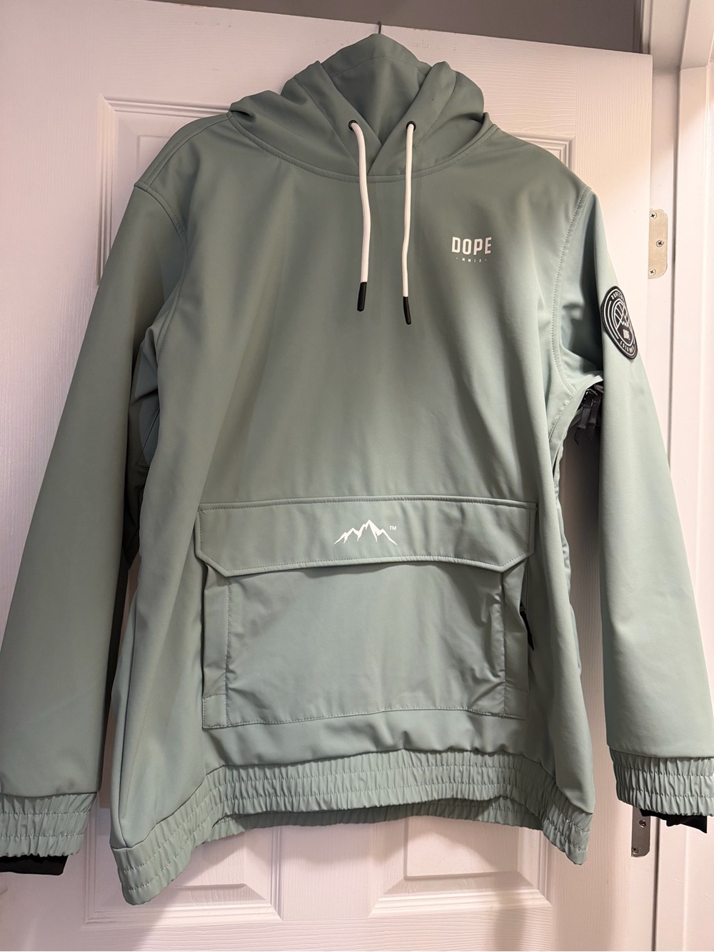 DOPE Sage Green Pullover Anorak Hoodie with Mountain Pocket